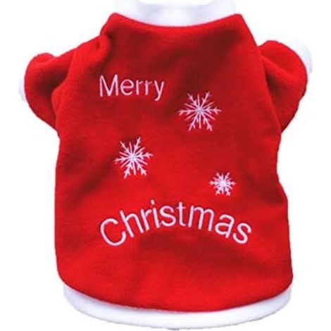 CSPARKV 20x30x20cm Top pour Chien en Peluche, Imprimé Hiver De NoëL VêTements Manteau T-Shirt Coton Pullover Chat Petits Sweat-Shirt Pull Chaud Puppy Gilet Tutu Robe Costume Peluche NoëL Animaux Compa (1/4)