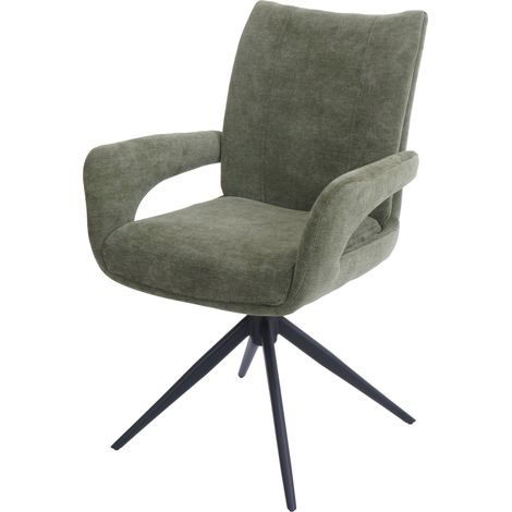 Chaise de salle Ă manger HWC-O78 chaise de cuisine pivotante avec retour automatique tissu/textile chenille (310 g/m2