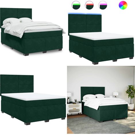 vidaXL Boxspringbett mit Matratze Dunkelgrün 160x200 cm Samt (1/5)