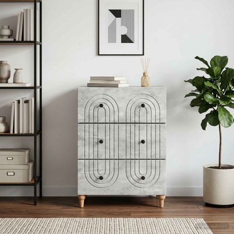 vidaXL Mobile con Cassetti Grigio Cemento 66 x 34,5 x 90 cm (1/5)