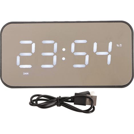 Kabelloser Bluetooth-Lautsprecher mit Temperaturanzeige, FM-Radio, Spiegelwecker und Sprachausgabe, Schwarz