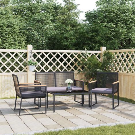 4-tlg. Garten-Lounge-Set mit Kissen Schwarz Stahl vidaXL (1/5)