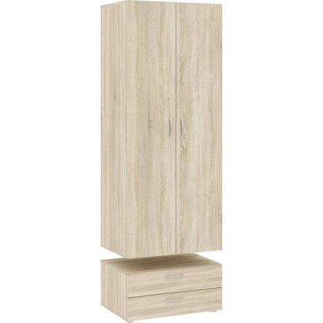 Dmora - Guardaroba 2 ante Kilkenny, Mobile camera da letto, Cabina armadio portabiti, Armadio appendiabiti, 74x52 h214 cm, Rovere