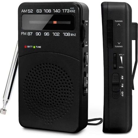 Portable Radio, AM(MW)/FM Battery-Powered Radio, Transistor Pocket Radio with Excellent Reception, Tuning Knob with Signal Indicator, Mini Portable Radio (1/4)