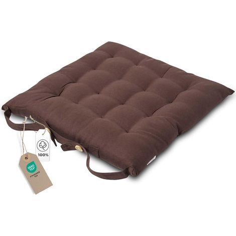 1 Galette De Chaise 40x40 Cm, Coton, Rembourrage Polyester, Coloris Chocolat, Pour Salle À Manger (1/5)
