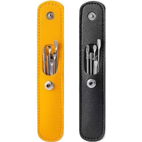 Kit per la pulizia del cerume in 2 pezzi, pulitore per orecchie, kit per la pulizia delle orecchie in acciaio inossidabile, curette per la pulizia delle orecchie con scatola di conservazione, pulitore