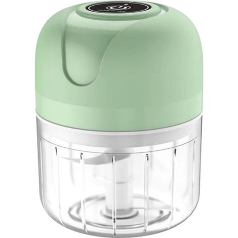 Longziming - Trancheuse électrique pour oignons - Hachoir à ail - Trancheuse à légumes - Camping et cuisine en plein air / Multifonctionnel pour ail, gingembre et oignons - 1 pièce - Vert (1/5)