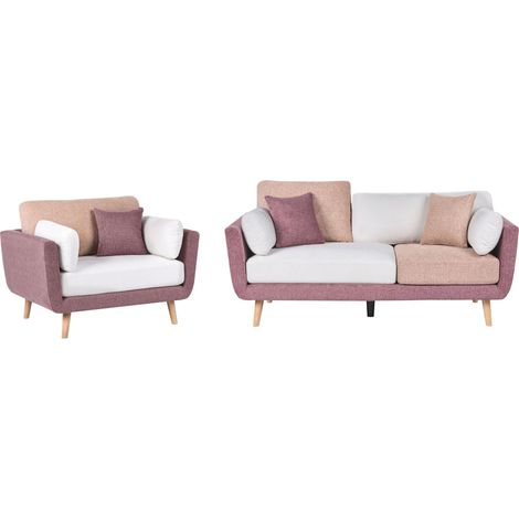 Sofa Set 4-Sitzer BOLGA Stoff Rosa