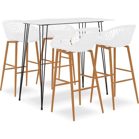 vidaXL 5 Piece Bar Set White (1/5)