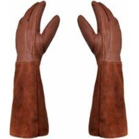 Gardening Gloves - Pair of Gardening Gloves - Leather Protection - Gardening Gloves for Thorns and Brambles and Work Gloves --Brown--M