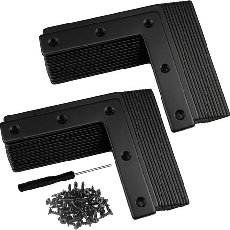 Pinces plates en métal en forme de L pour bois, 80 x 80 mm, plaques de réparation en acier inoxydable, support de seuil, entretoise, renfort, pour poteaux de clôture, meubles en bois (1/5)