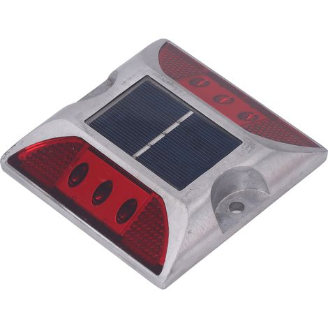 Solarbetriebene Pollerleuchte aus Aluminiumlegierung für Einfahrt, Gehweg, Außentreppe, wasserdichte Straßenmarkierung (IP68), rotes Licht, 1 Stück (1/5)