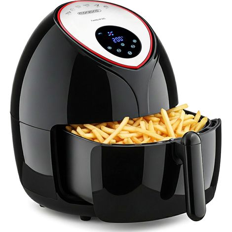 Friteuse sans huile 9en1 Friteuse électrique 6,5 L 1850W noir Avec température réglable Livre de recettes