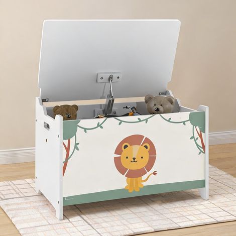 Coffre à jouets en MDF avec couvercle à piston à gaz 60 x 37 x (1/5)