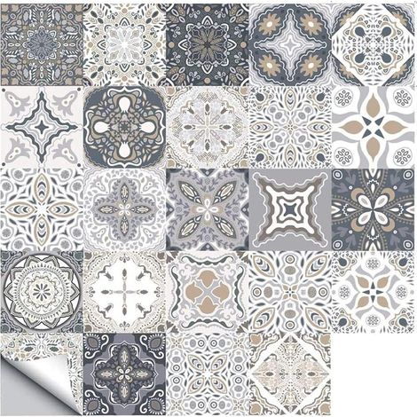 Autocollants de Carreaux muraux, Autocollant Sol carrelage Mural Stickers DIY Carreaux Decals pour la Cuisine Salon Salle de Bain Décoration de la Maison (10×10cm,24 PCS) (1/5)