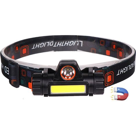 Lampe frontale 101 LED COB double source lumineuse rechargeable, aimant puissant étanche, éclairage pour pêche nocturne vélo, avec câble USB et bande élastique. (1/5)