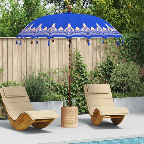 Balinese Parasol Blue (210-220) x 260 cm Cotton and solid wood vidaXL