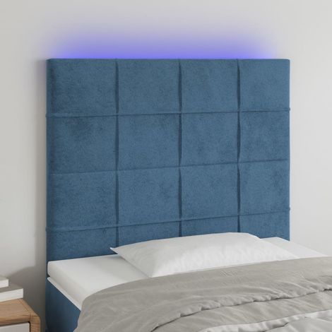 LED Kopfteil Dunkelblau 100x5x118/128 cm Samt vidaXL (1/5)