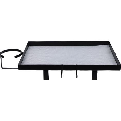 Tablette de chevet avec porte-gobelet, plateau en acier au carbone pour lit superposé, fixation par pinces et crochets, idéale pour les chambres d'étudiants (noir). (1/5)