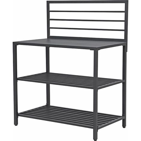 Modulo Componibile Ompagrill con Piano di Lavoro e Ripiani a Giorno 100x61,5x130 cm in Alluminio Verniciato Nero