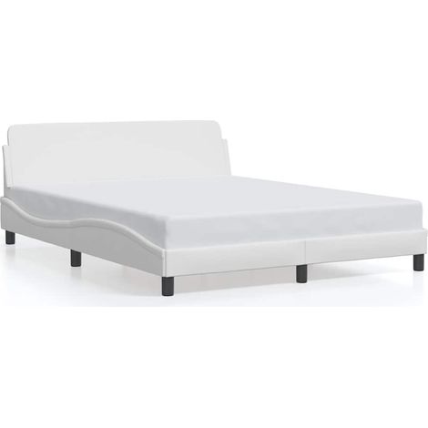 Lit double  Lit adulte  Cadre de lit Dover blanc 160x200 cm similicuir