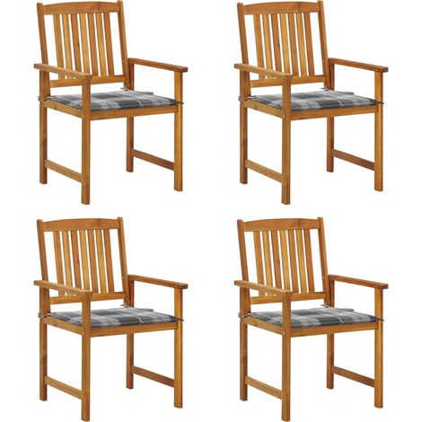 Lot de 4 Chaises de jardin avec coussins Fauteuils de Jardin Bois d'acacia massif 57353 (1/5)