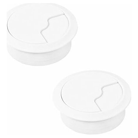 Passe-câbles  OFFICE  Prise de câble Ø de perçage 60 mm  2 Passe-câbles ronds sans fil  Plastique Blanc  Passe-câbles à enfoncer  Goulotte de bureau - Passe-câbles
