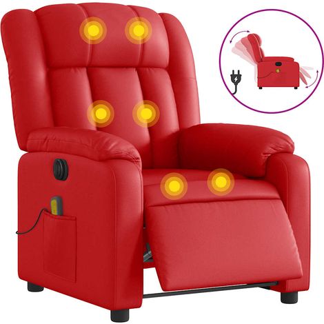vidaXL Poltrona Massaggio Elettrica Reclinabile Rosso Similpelle (1/5)