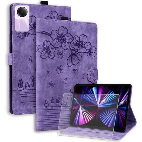 Etui pour Xiaomi Redmi Pad SE - - Cute Cat Pattern - Cuir PU - Violet - Housse Flip Magnétique (1/4)