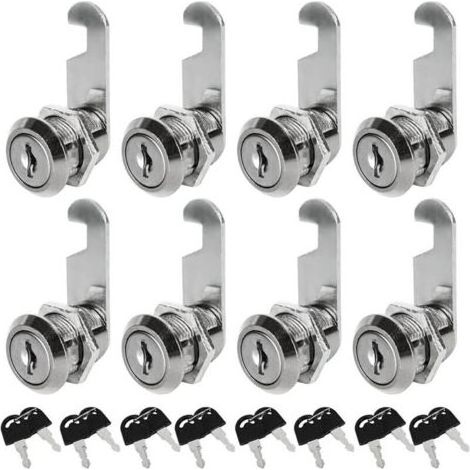 Lot de 8 Serrures Boîte aux Lettres Universelle, 30mm Serrure Armoire Metallique, Barillet Boite aux Lettres en Alliage de Zinc avec 16 Clés pour Tiroir, Armoire, Placard, Boîte aux Lettres (1/4)