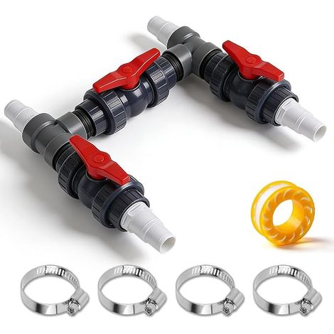 Heat pump connection kit, diameter 50 mm, adapter for pool heaters with 32 mm and 38 mm hoses, water supply control for regulation of the water