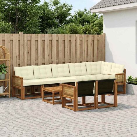 vidaXL Outdoor-Sofagarnitur mit Kissen 9 pcs Natur und Creme (1/5)