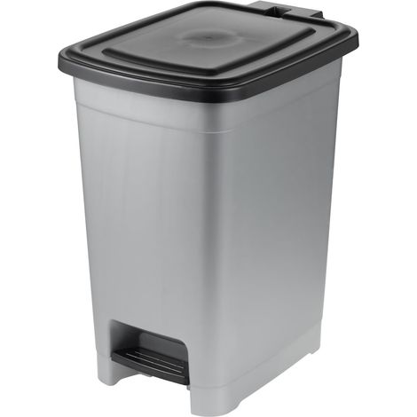 KEEEPER POUBELLE À PÉDALE, 25 L, NETTOYAGE FACILE, PÉDALE D'OUVERTURE ET DE FERMETURE HYGIÉNIQUE, POUBELLE, 27 X 36,5 X 44 CM, O