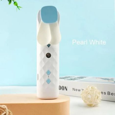 Mini Ventilateur Portable 2 En 1 - Humidificateur - USB Rechargeable - Blanc Ou Rose - 144x37x35 mm - 30 ml - 80 g