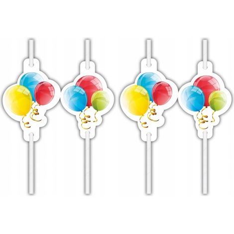 Cannucce di carta con medaglione Palloncini 4 pezzi. (1/2)