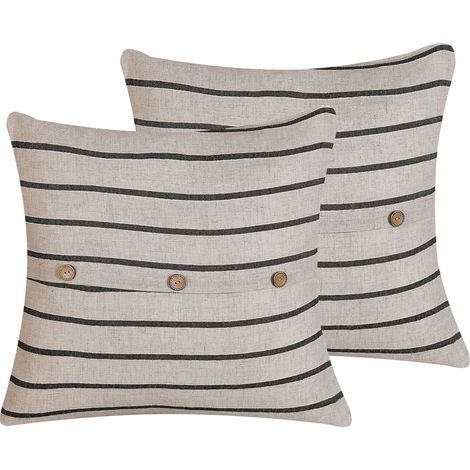 Dekokissen 2er Set CYNARA Baumwolle 43 x 43 cm Beige Streifenmuster (1/5)