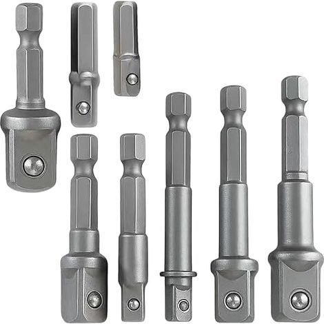 8 x Impact Socket Adapters and Socket Adapters, Adattatore a Bussola, 1/4 Inch Hex Adapter, Socket Holder for Drill Driver and Impact Wrenches (1/5)
