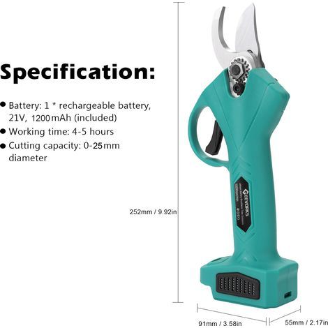 Professional 21V Cordless Electric Pruner Pruning Shear Efficient Fruit Tree Bonsai Branch Cutter Landscaping Tool – High Strength, DIY, Workshop, Construction, Installation (1/5)