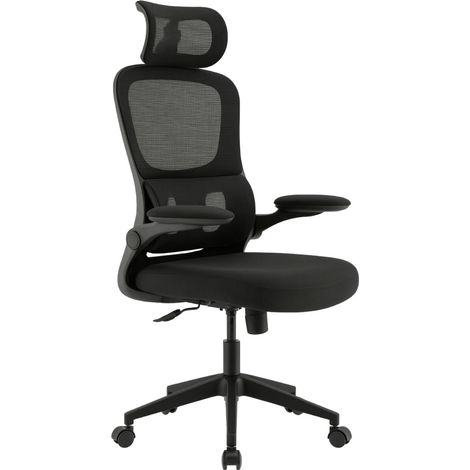Sedia da Scrivania Ufficio ergonomica Con Poggiatesta imbottita Schienale a rete Nera BUDAPEST (1/5)