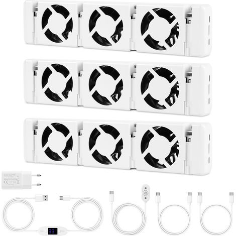 TolleTour Heizkörperverstärker mit 3 Lüftern und einstellbarem Thermostat 0–60 °C, 3er Set, Weiß (1/5)