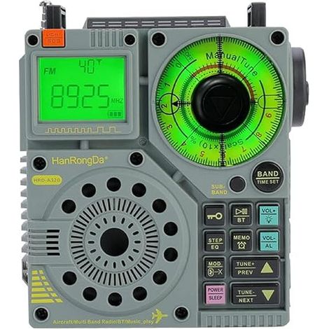 AIR Radio, FM AM WB Kurzwelle VHF Empfänger mit NOAA Warnungen und Schlaf Timer, Bluetooth Lautsprecher Unterstützung MicroSD Karte, Wiederaufladbare Retro Digital Radios mit Hintergrundbeleuchtung un
