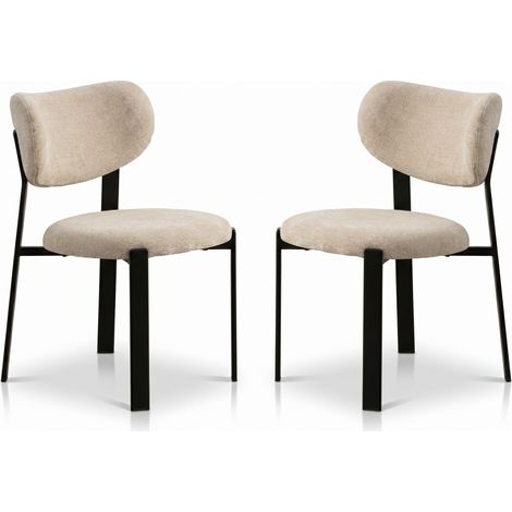 Lot de 2 chaises de salle à manger Luma - Tissu Beige / Pieds Noirs - Homeluxury (1/5)