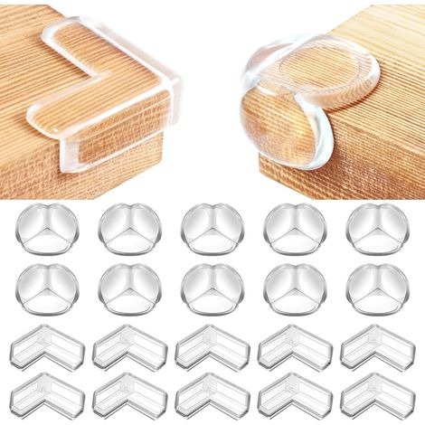 20 protectores de esquinas para mesas infantiles, protectores de esquinas transparentes con pegamento súper resistente