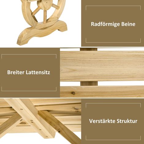 Banc extérieur en bois massif, mobilier de terrasse, résistant aux intempéries, style rustique, teinte naturelle, 98 x 50 x 39,5 cm (1/4)