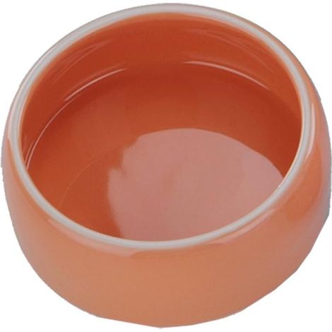 Mangeoire en Terre Cuite - 1 Pièce - Matériau Naturel - Stable et Hygiénique - Pour Rongeurs - Orange 12 cm