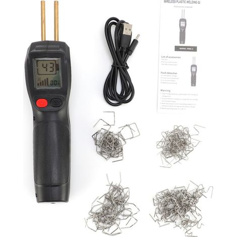 Soudeur plastique sans fil, pistolet de soudage de réparation, pare-chocs de voiture, kit d'affichage LCD avec 200 clous, chauffage rapide, lumière LED, pour pare-chocs, tableaux de bord, meubles noir (1/5)