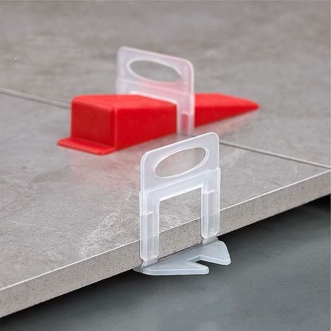 Kit 100 pièces système de nivelage carrelage 1,5mm, inserts transparents et pinces, cales pour pose sol mur, outillage aligneur carreaux (1/5)