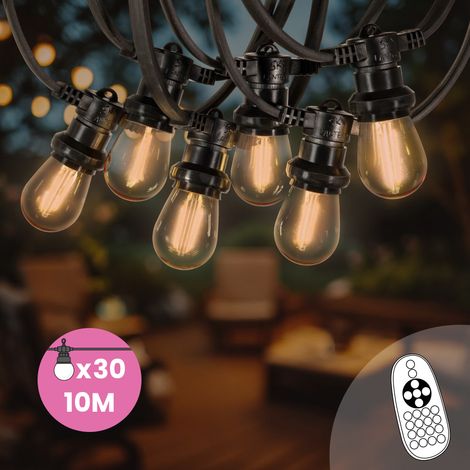 Guirlande Guinguette 10M 30 Bulbes Filament Ambré Dimmables - Guirlande Lumineuse Ampoule E27 à Intensité Variable - Guirlande Guinguette Led avec Variateur de Luminosité et Télécommande (1/5)