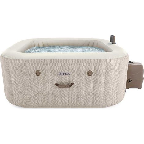 Intex – Spa gonflable carré 4 places – 795L – Diffuseurs à bulles 140 – Système de stérilisation au sel – Application Wifi