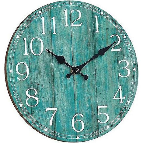 Horloge murale - Horloge murale vert turquoise à piles, silencieuse (sans tic-tac) - Horloge décorative turquoise pour terrasse ou bureau (1/5)